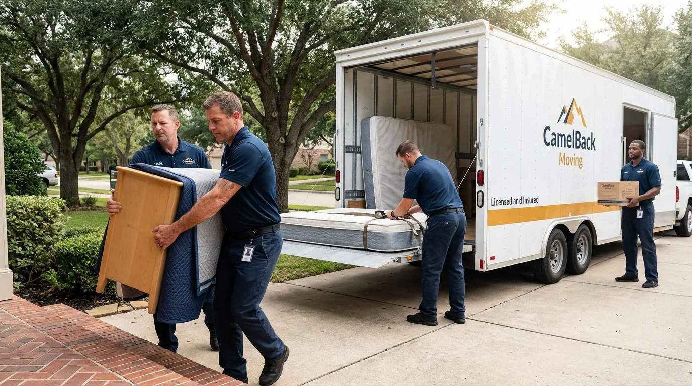 Crew loading residential truck for cross-state move from Springfield, MN