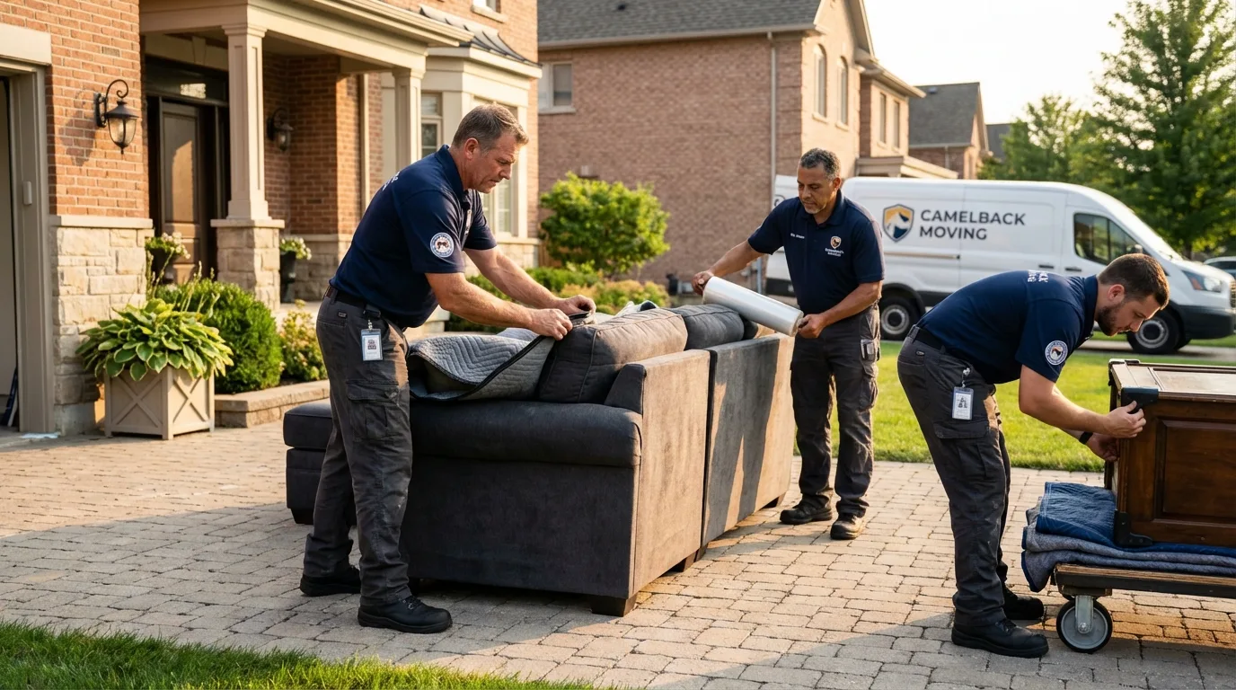 Large estate moving crew wrapping furniture in Springfield, MN