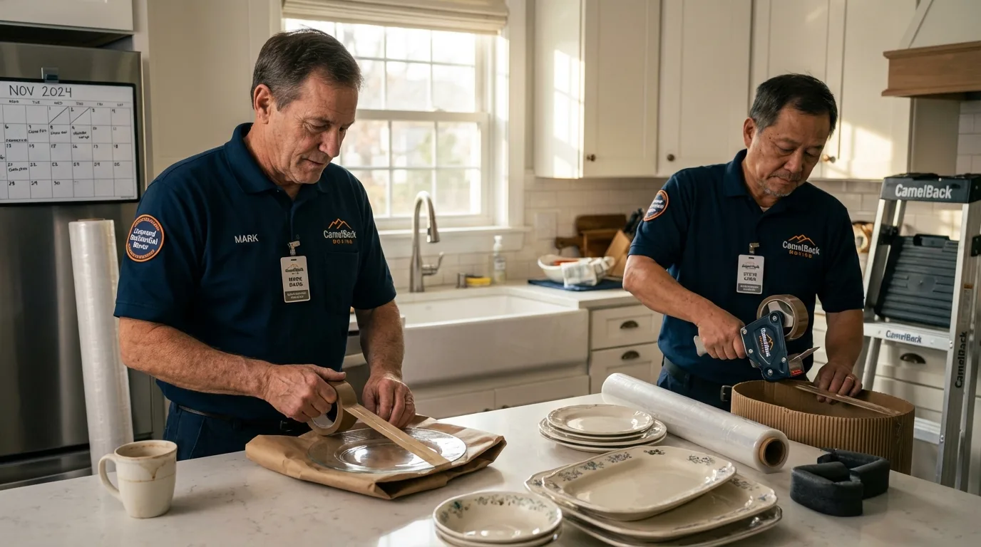 Professional crew packing kitchen dishware in Springfield, MN